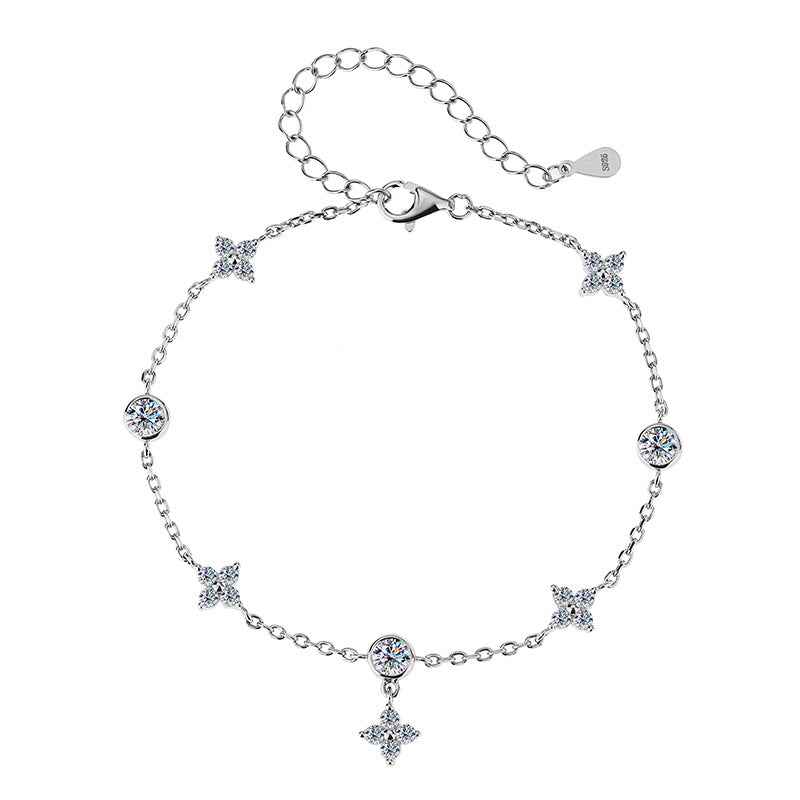 Close-up of 2.4-carat moissanite stone on zodiac constellation bracelet