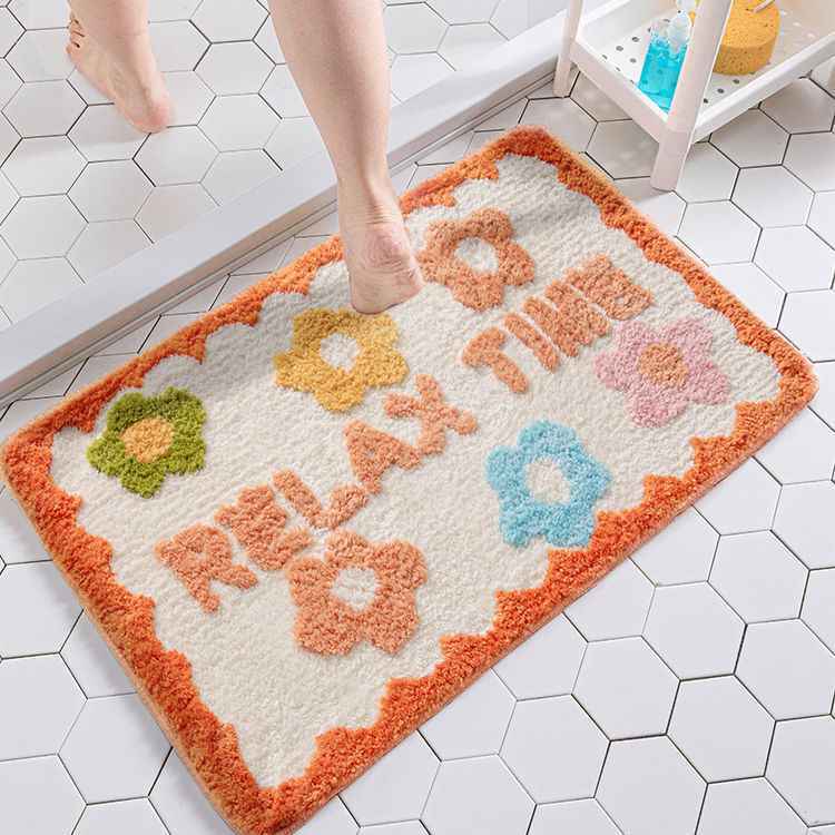 Soft Floral Area Rug - Anti-Slip Carpet for Stylish Bathrooms and Living Rooms