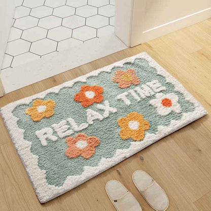 Soft Floral Area Rug - Anti-Slip Carpet for Stylish Bathrooms and Living Rooms