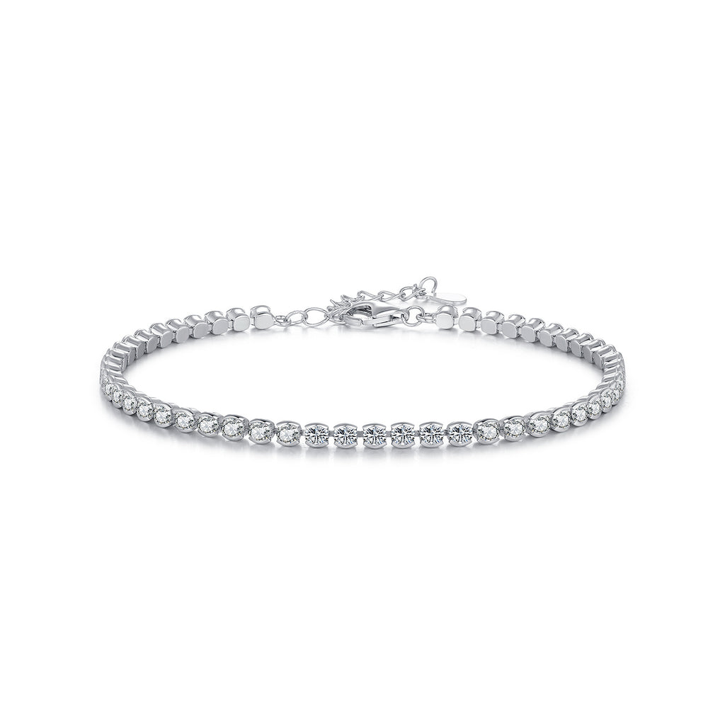 Thin, lightweight 925 sterling silver tennis bracelet for everyday wear