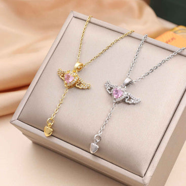 Cupid's Heart Crystal Necklace - Exquisite Cupid Heart Necklace for Every Occasion