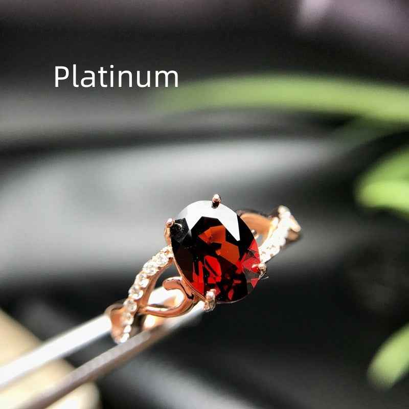 January Birthstone 925 Sterling Silver Garnet Ring – Adjustable Floral Design