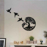 Decorative Iron Wall Art Featuring Birds in Flight