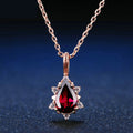 Single garnet pendant in 925 sterling silver, showcasing rich red gemstone and drop shape design