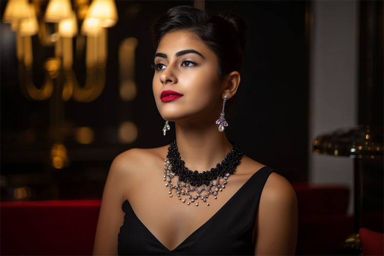 earrings to wear with a black dress styled with gold and silver jewelry