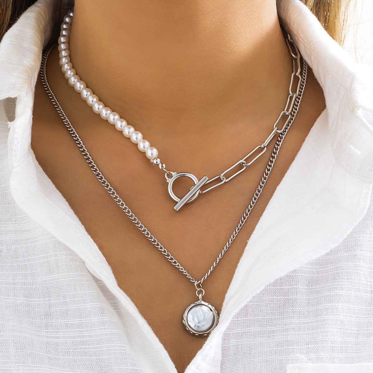 Layered pearl necklace example jewelry