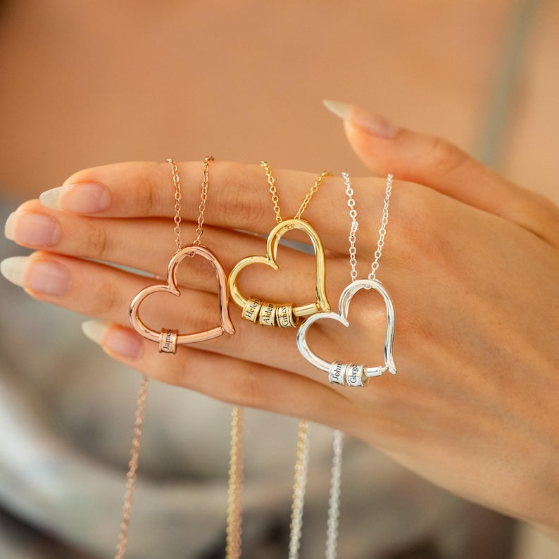 Personalized Name Necklace with Engraved Beads – Forever in My Heart