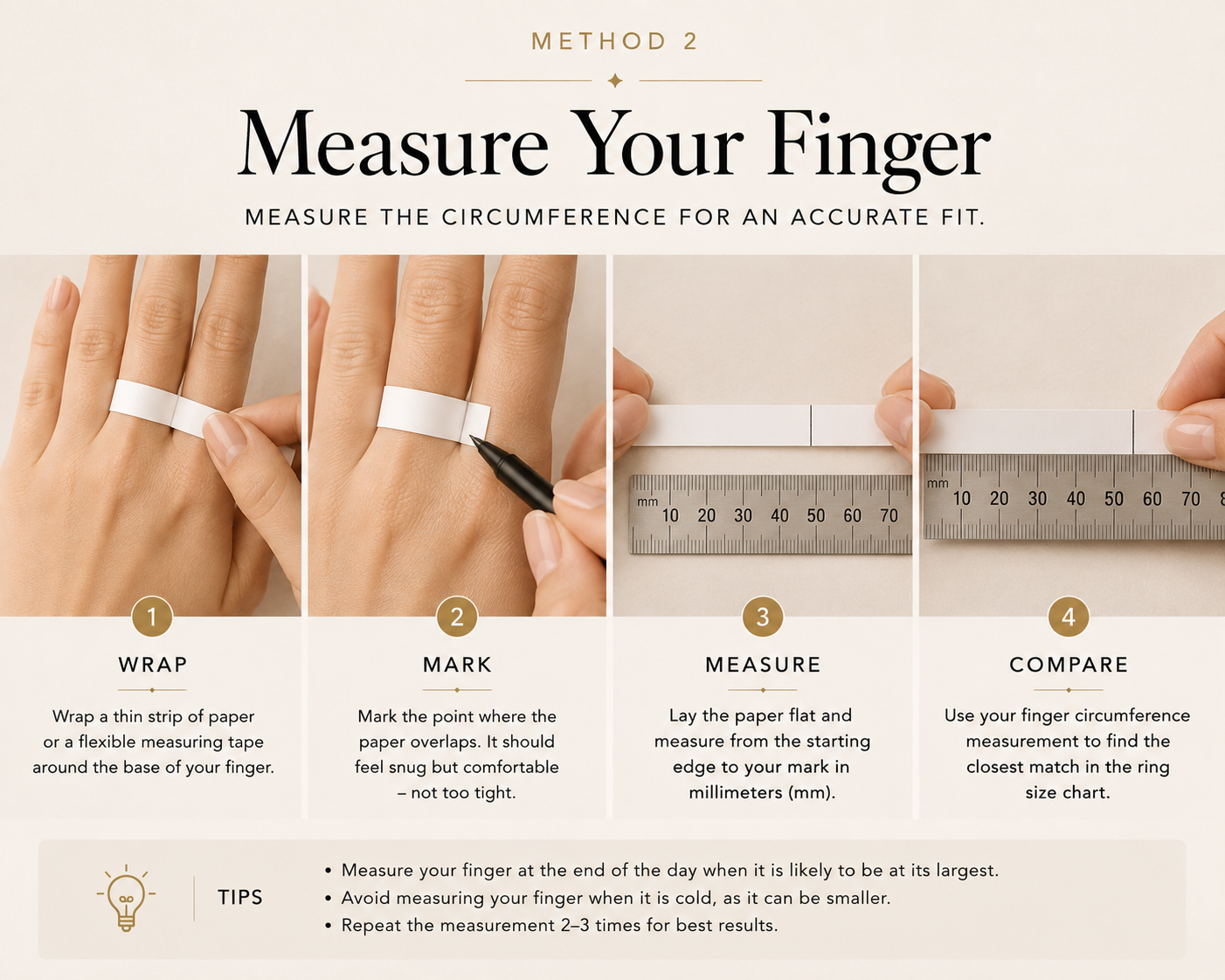 How to measure finger circumference for ring size