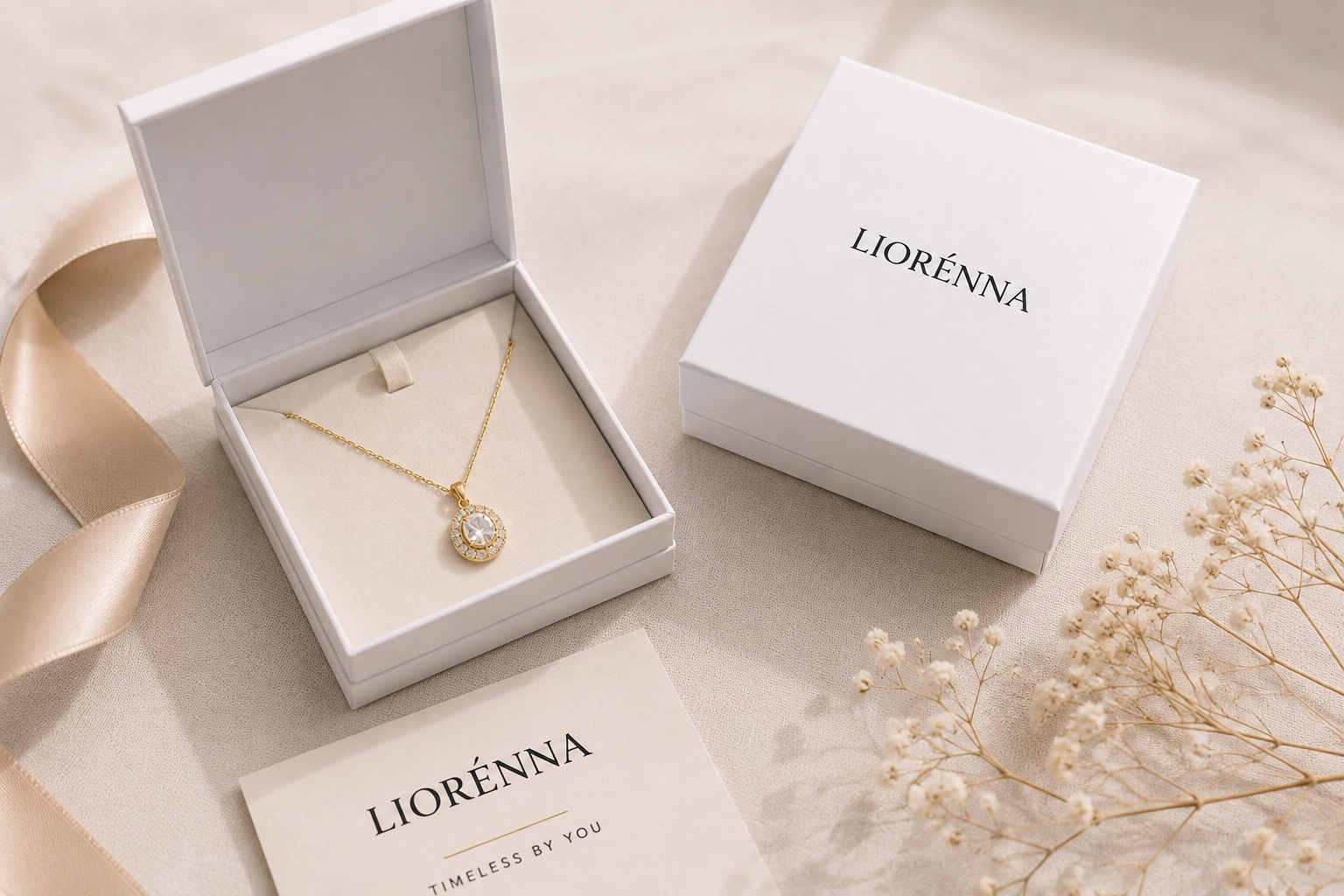 LIORÉNNA jewelry presented in elegant packaging